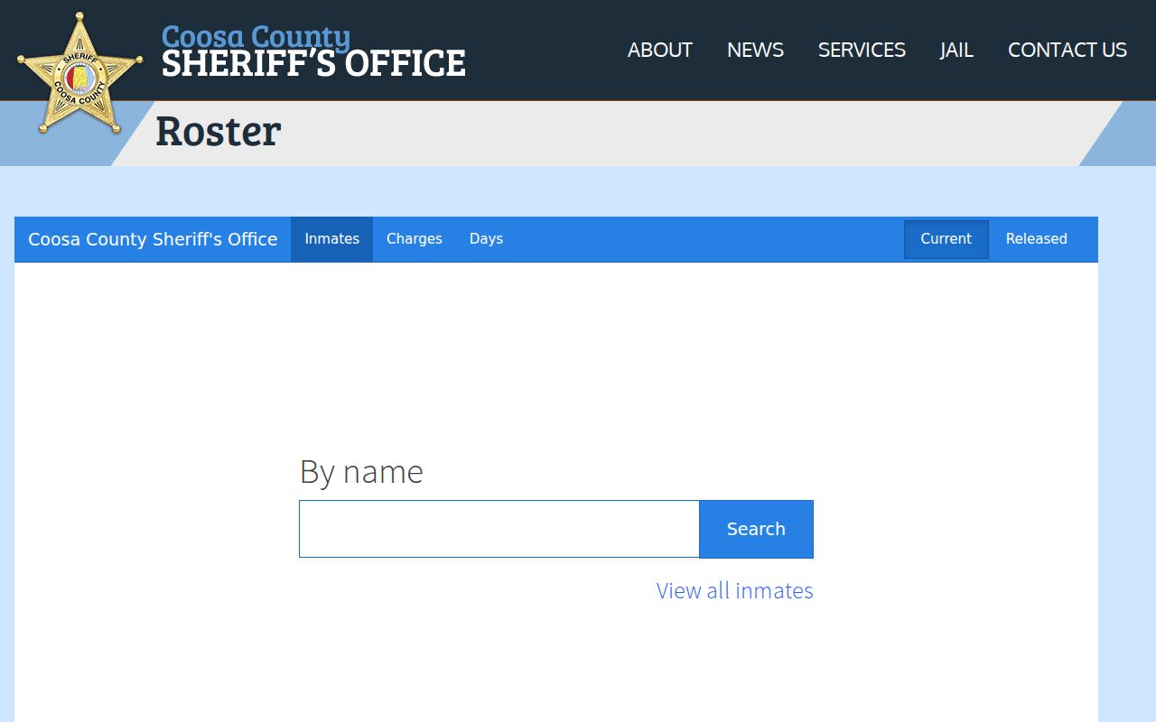 Coosa County arrest search sheriff roster landing page
