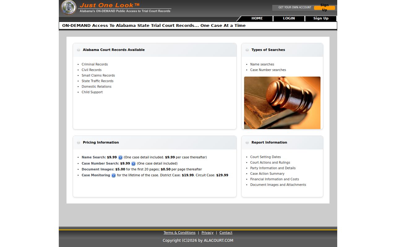 Coosa County criminal history Just One Look court search