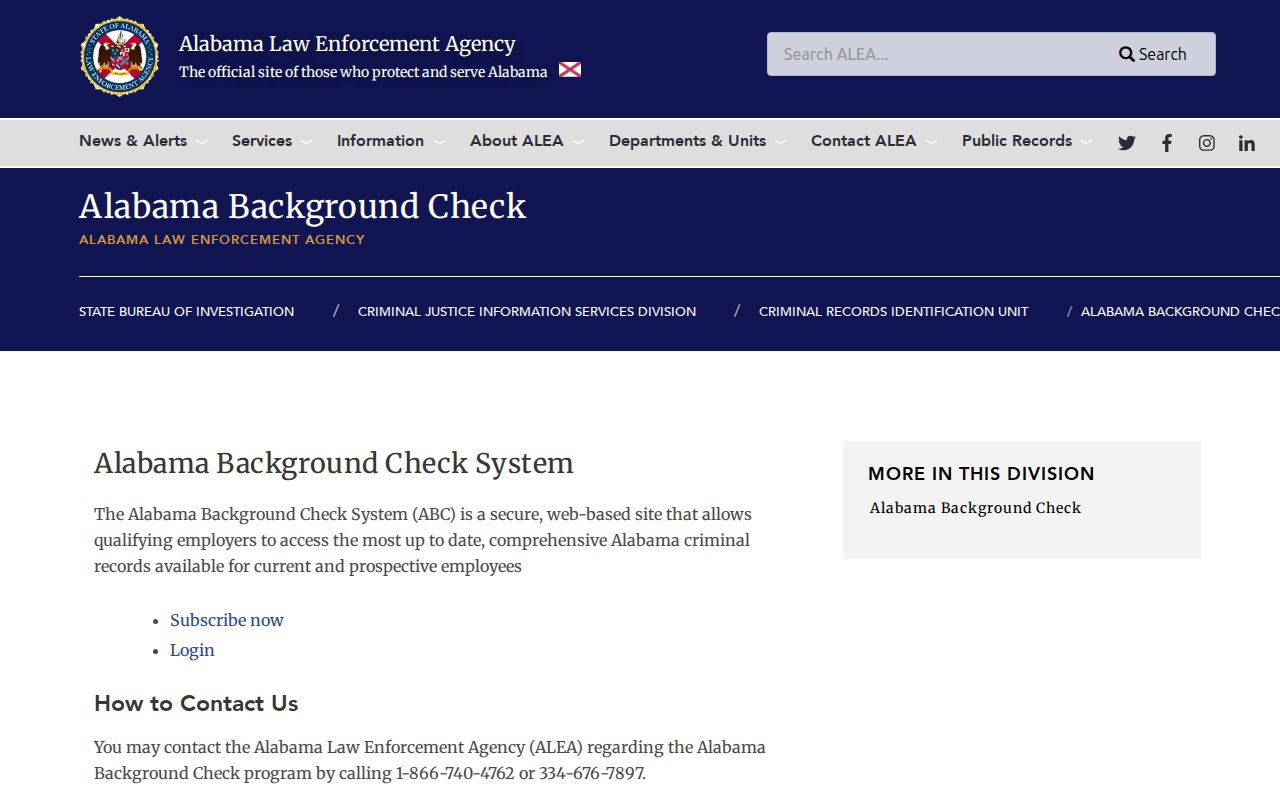 Coosa County criminal history ALEA own-record review instructions