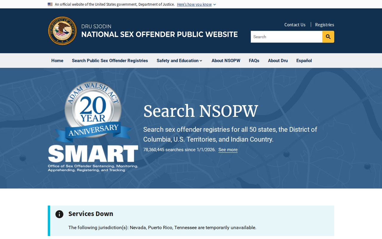 Coosa County sex offender check NSOPW national search