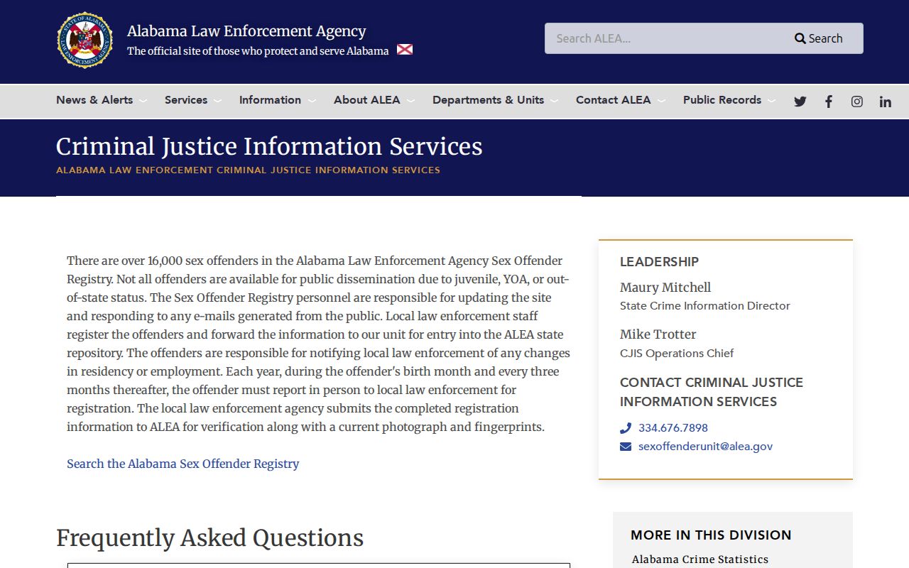 Coosa County sex offender lookup ALEA registry FAQ