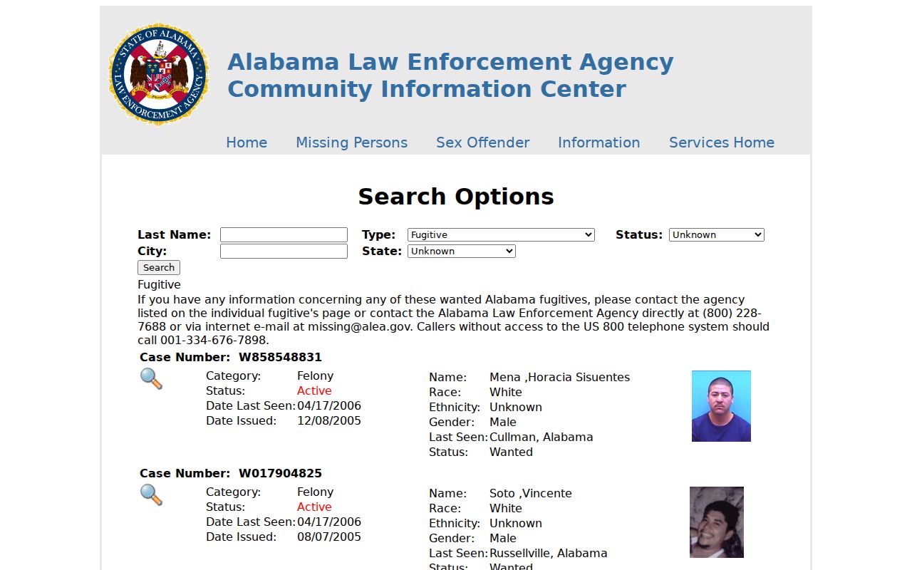 Coosa County sex offender lookup ALEA community information search